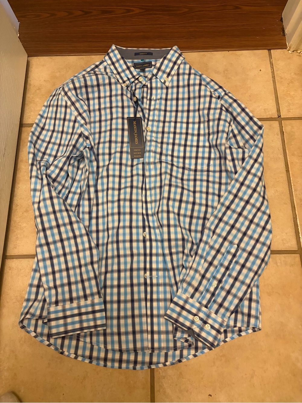 Mason James Blue Plaid Men's Button-Down Shirt
